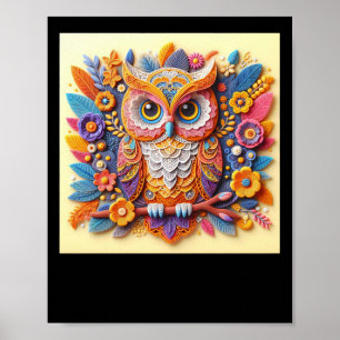 3d Owl #8 Sticker Poster