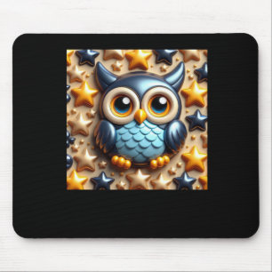 3d Owl Sticker  Mouse Pad