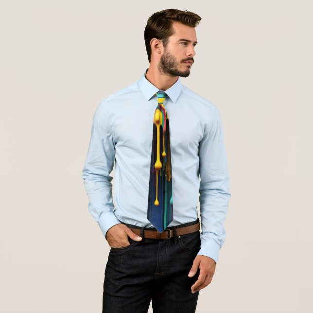 3D Paint Drips Neck Tie (In Situ)