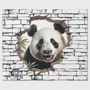 3D Panda Wall Break Art – Realistic Safari Wrapping Paper