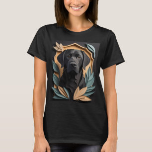3D Paper Art Black Labrador Design T-shirt 