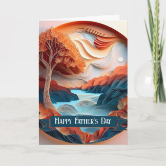 3D Paper Art Trees River Happy Father's Day Card