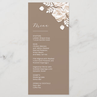 3D Paper Cut Beige Ivory Roses Menu