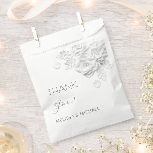 3D Paper Cut Roses Wedding Thank You Favour Bag (Clipped)