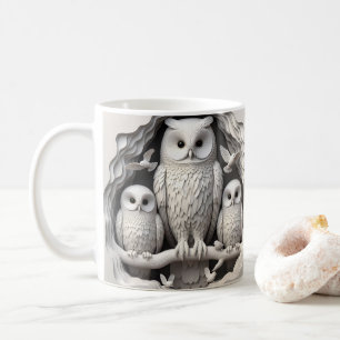 3D Papercut Owls Coffee Mug