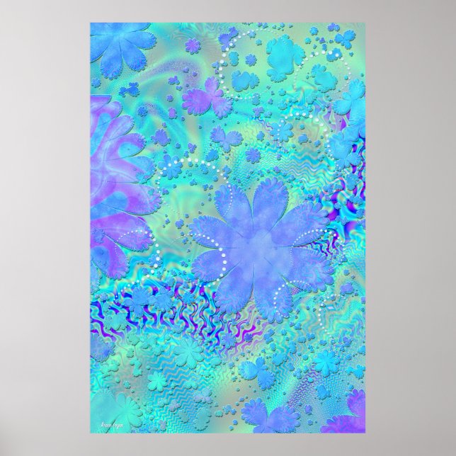 3D Pastel Flower Psychedelic Art Poster (Front)