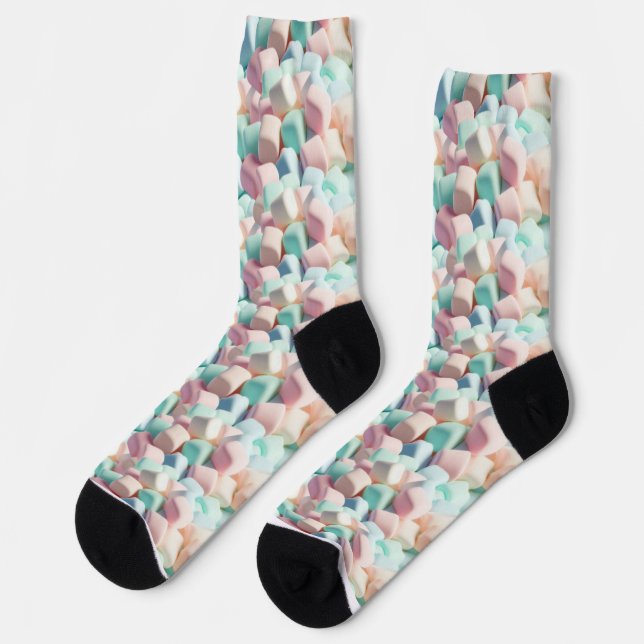 3D Pastel Marshmallows – Colorful Soft Sweets Socks (Left)