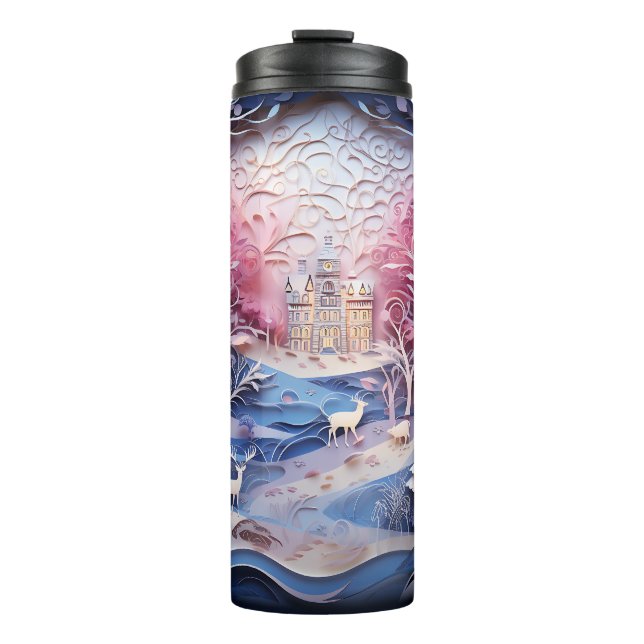 3D Pastel Winter Wonderland Thermal Tumbler (Front)