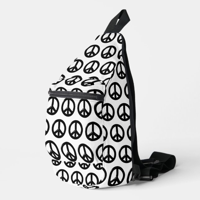 3D Peace Symbol Black Sling Bag (Right Corner)