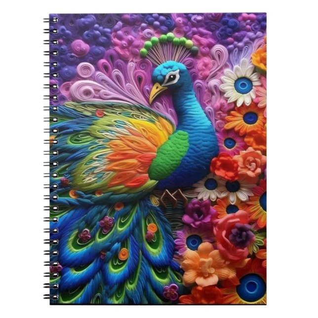3D Peacock  Notebook (Front)