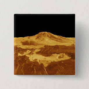 3D Perspective View of Maat Mons on Venus 2 Inch Square Button