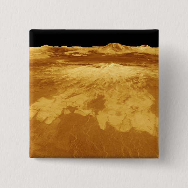 3D Perspective View of Sapas Mons on Venus 2 Inch Square Button (Front)