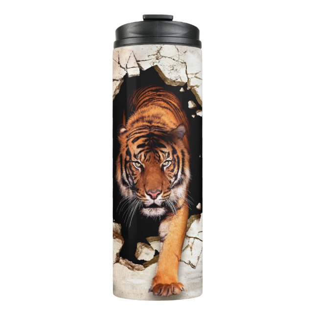 3d picture tiger emerges from the destroyed wallti thermal tumbler (Front)