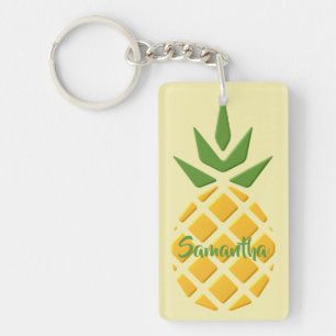 3D Pineapple and Pineapple Pattern Keychain