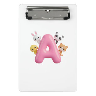 3D Pink Balloon Letter A Mini Clipboard