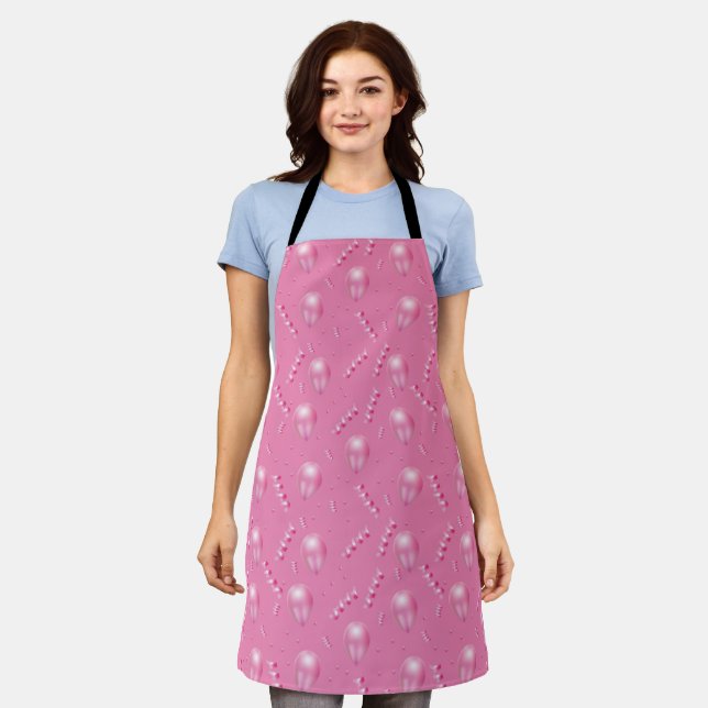 3D Pink Balloons & Confetti Fun Party Apron (Worn)
