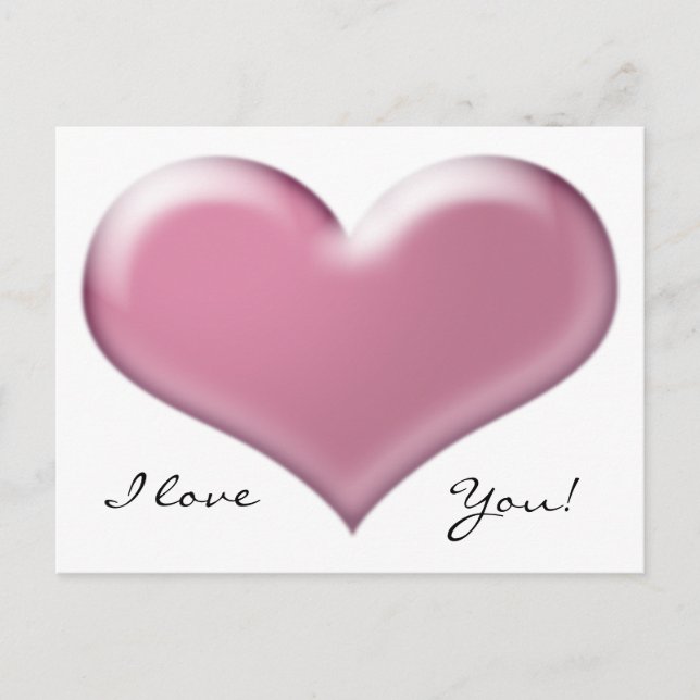 3D Pink Heart Postcard (Front)