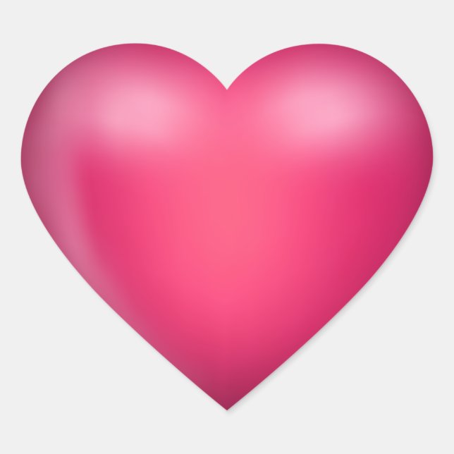 3D Pink Love Heart Heart Sticker (Front)
