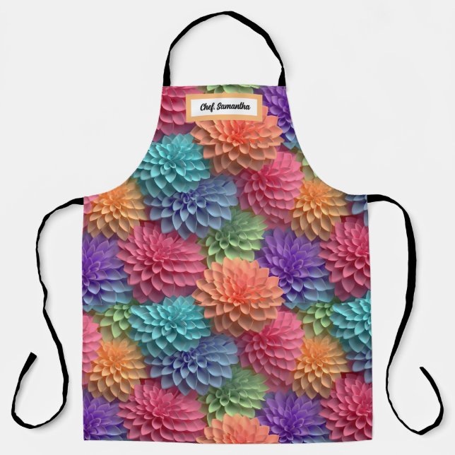 3D Pink Pastel Floral Personalized Apron (Front)