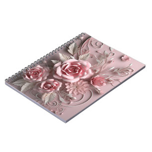 3d Pink Roses Flowers Floral Notebook
