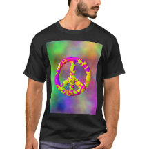 3D pink yellow psychedelic Peace Symbol on Plasma
