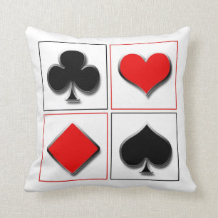 3D playing card suits Throw Pillow
