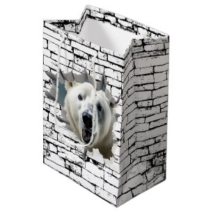 3D Polar Bear Wall Break Art – Realistic Safari Medium Gift Bag