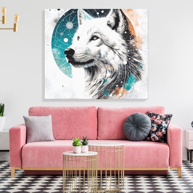 3D Polar Wolf Canvas Print (Insitu(LivingRoom))