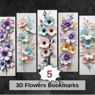 3D Pretty Flowers Floral DIY Bookmarks