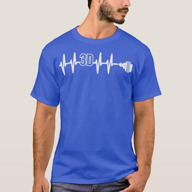 3D Printer Nozzle Heartbeat Funny 3D CNC T-Shirt (Front)