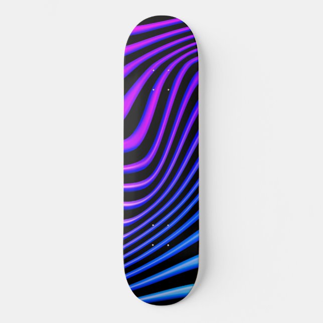 3D Purple and Blue Gradient Waves 8 1/4" Deck Skateboard (Front)