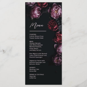 3D Purple and Dark Red Peony Wedding Menu