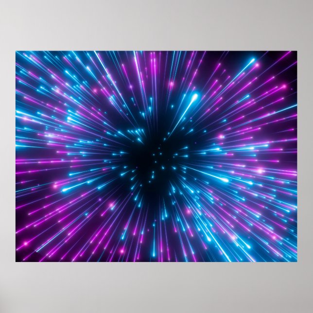 3d, purple fireworks, big bang, galaxy, abstract c poster (Front)