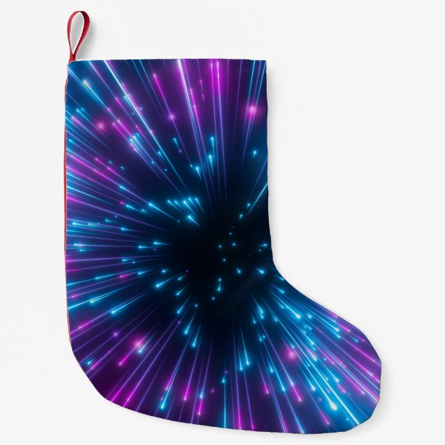 3d, purple fireworks, big bang, galaxy, abstract c small christmas stocking (Front)