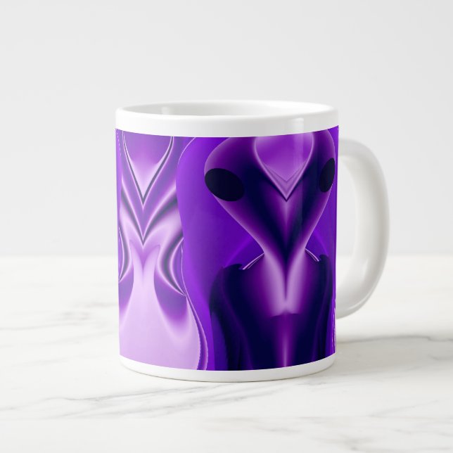3D Purple Rainbow Dreams , Alien Large Coffee Mug (Front Right)