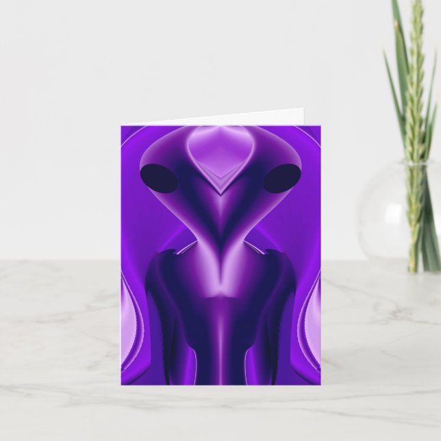 3D Purple Rainbow Dreams , Alien Note Card (Front)