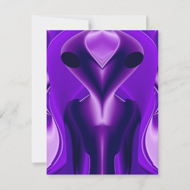 3D Purple Rainbow Dreams , Alien RSVP Card (Front)