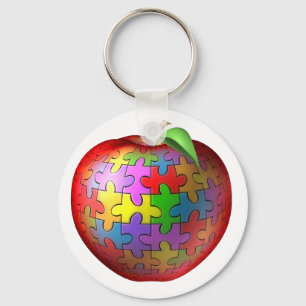 3D Puzzle Apple Keychain
