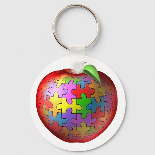 3D Puzzle Apple Keychain (Front)