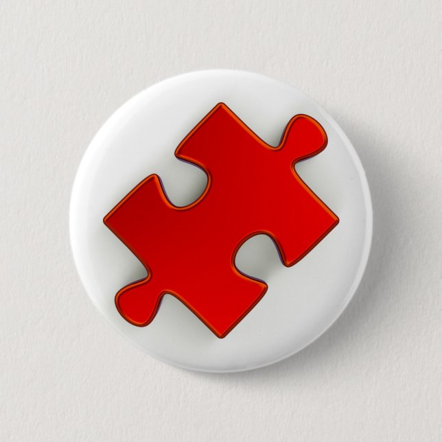 3D Puzzle Piece (Metallic Red) 2 Inch Round Button (Front)