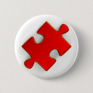 3D Puzzle Piece (Metallic Red) 2 Inch Round Button