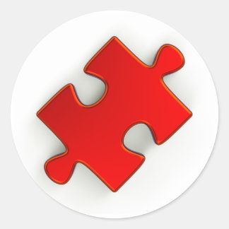 3D Puzzle Piece (Metallic Red) Classic Round Stick Sticker