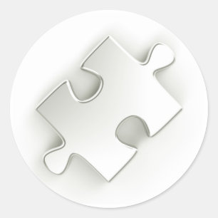 3D Puzzle Piece (Metallic Silver) Classic Round Sticker