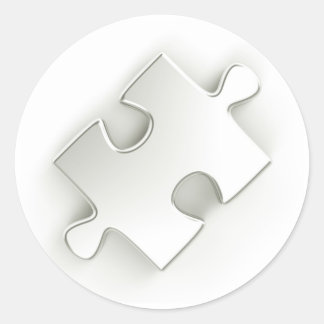 3D Puzzle Piece (Metallic Silver) Classic Round Sticker
