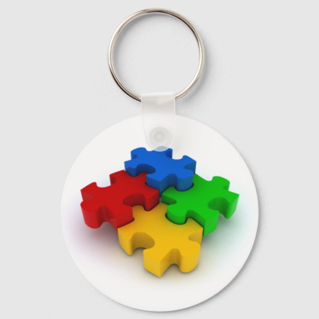 3D Puzzle Pieces Autism Awareness Keychain (Front)