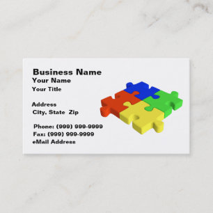 3D Puzzle Pieces (Red, Blue, Green, Yellow) Business Card