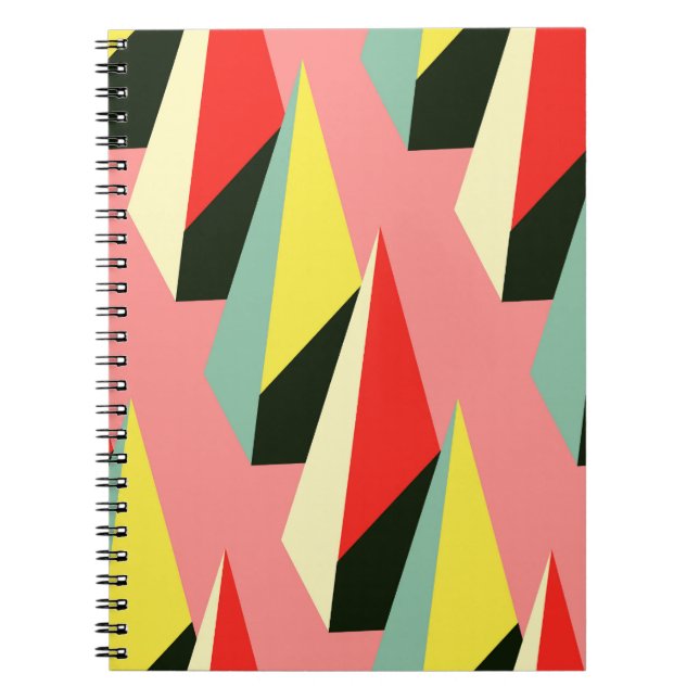3D Pyramids: Retro Geometric Vintage. Notebook (Front)