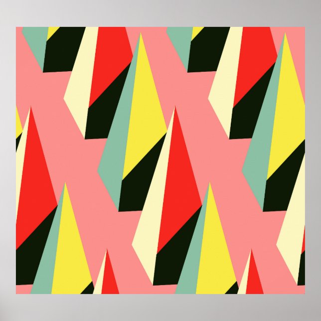 3D Pyramids: Retro Geometric Vintage. Poster (Front)