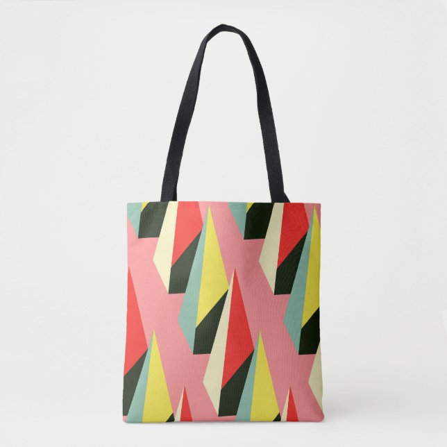 3D Pyramids: Retro Geometric Vintage. Tote Bag (Front)