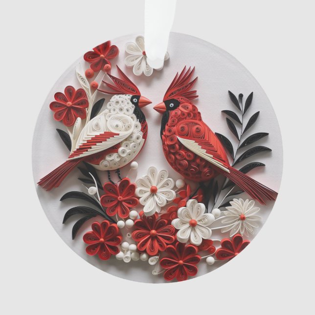 3d Quilled Paper Art Cardinal Ornament (Front)